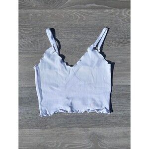 Sunzel White Ribbed V-Neck Cropped Cami Top